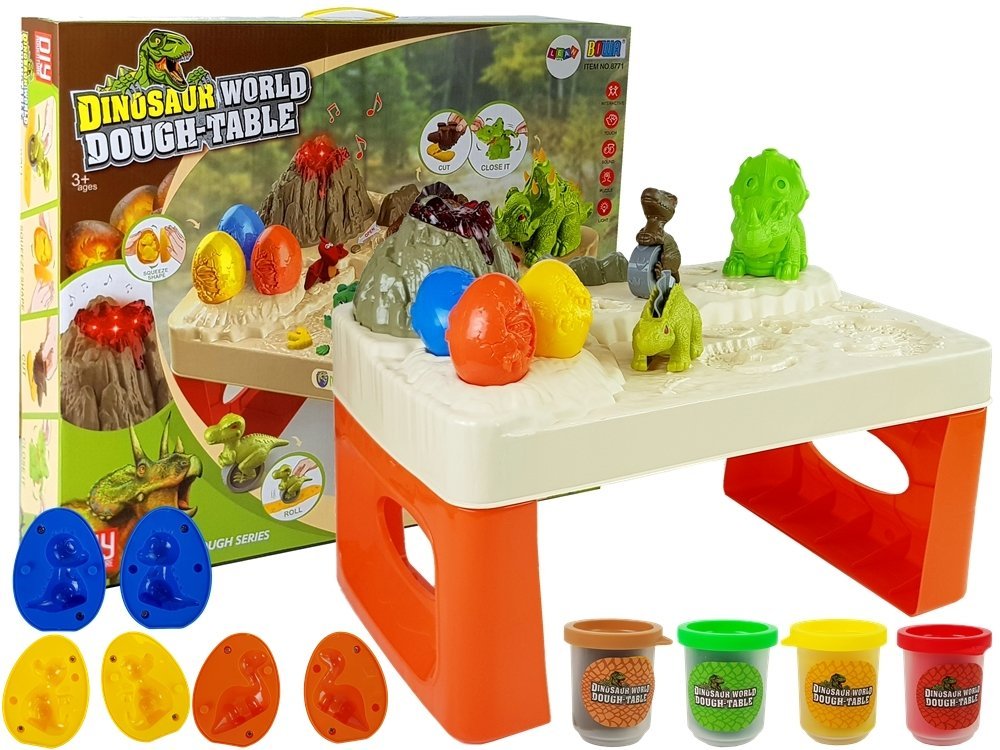 Dětský stoleček s plastelínou dinosauři