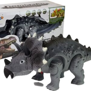 Dinosaurus Triceratops na baterie šedý