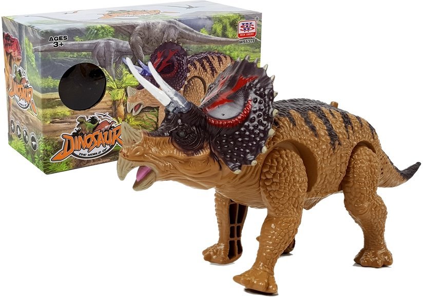 Dinosaurus Triceratops se zvukovými a svítícími efekty hnědý