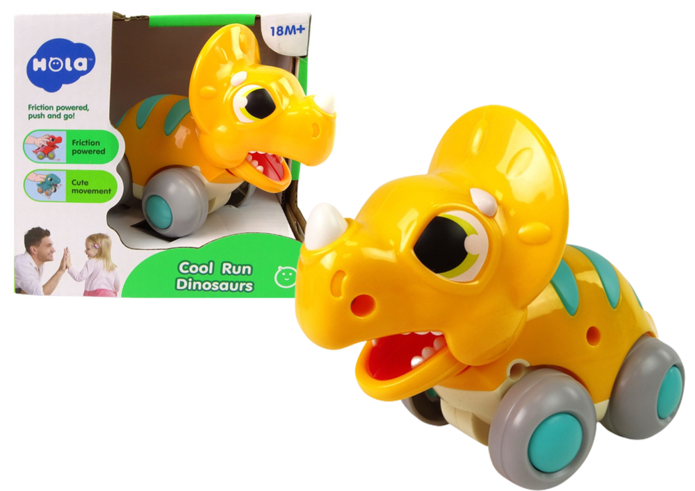 Dinosaurus na kolečkách Triceratops žlutý
