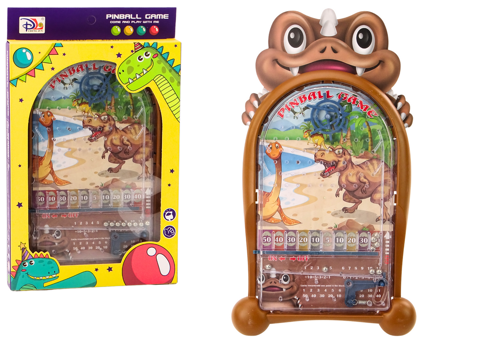 Dovednostní hra Pinball Dinosauři s hnědým stojanem
