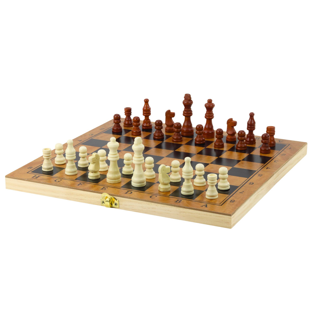 Dřevěná logická hra 3v1 Šachy Dáma Backgammon - Obrázek 2