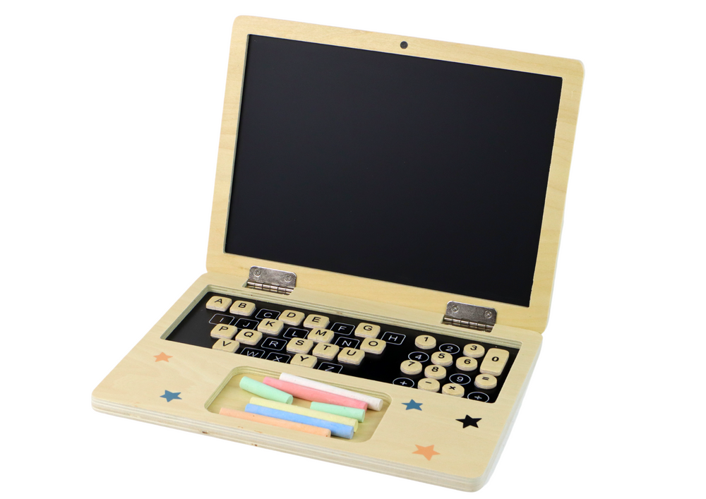 Dřevěná tabule Laptop s křídami