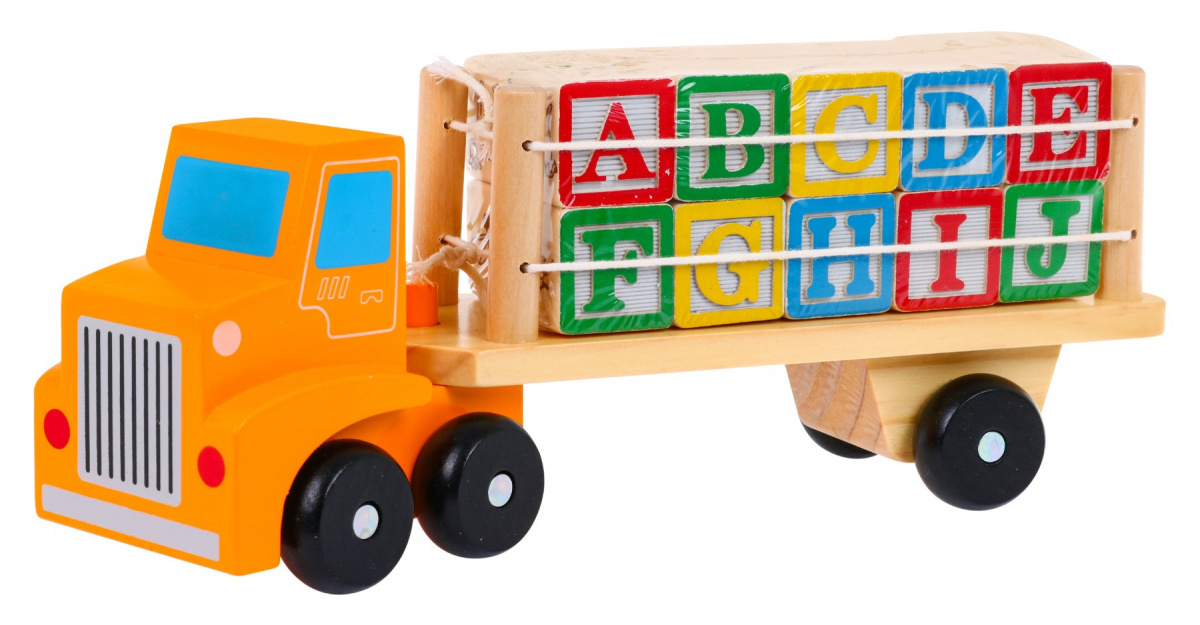 Dřevěné nákladní auto s kostkami