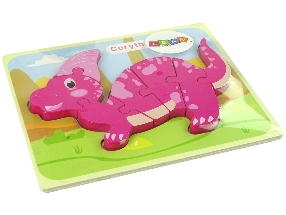 Dřevěné puzzle dinosaurus Corythosaurus Spinosaurus fialové - Obrázek 2