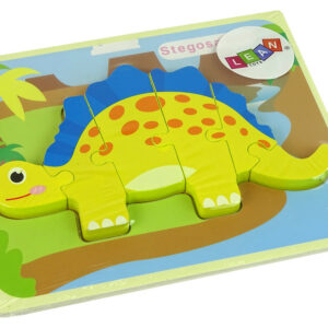 Dřevěné puzzle pro nejmenší dinosaurus stegosaurus žluté