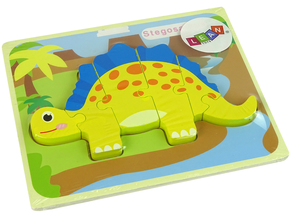 Dřevěné puzzle pro nejmenší dinosaurus žluté - Obrázek 2