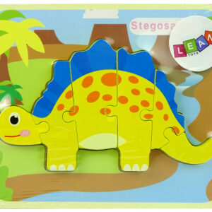 Dřevěné puzzle pro nejmenší dinosaurus žluté