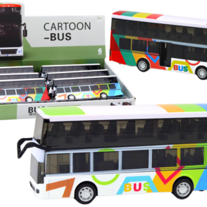 Dvoupatrový kovový autobus s pohonem barevný se světly a zvuky