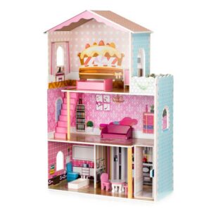Ecotoys Ecotoys Dřevěný domeček pro panenky s výtahem a nábytkem