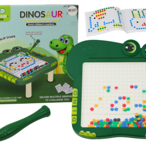 Edukativní magnetická tabule Dino puzzle zelená s korálky