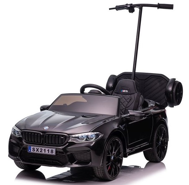 Elektrické autíčko BMW M5 lakované černé s vodící tyčí