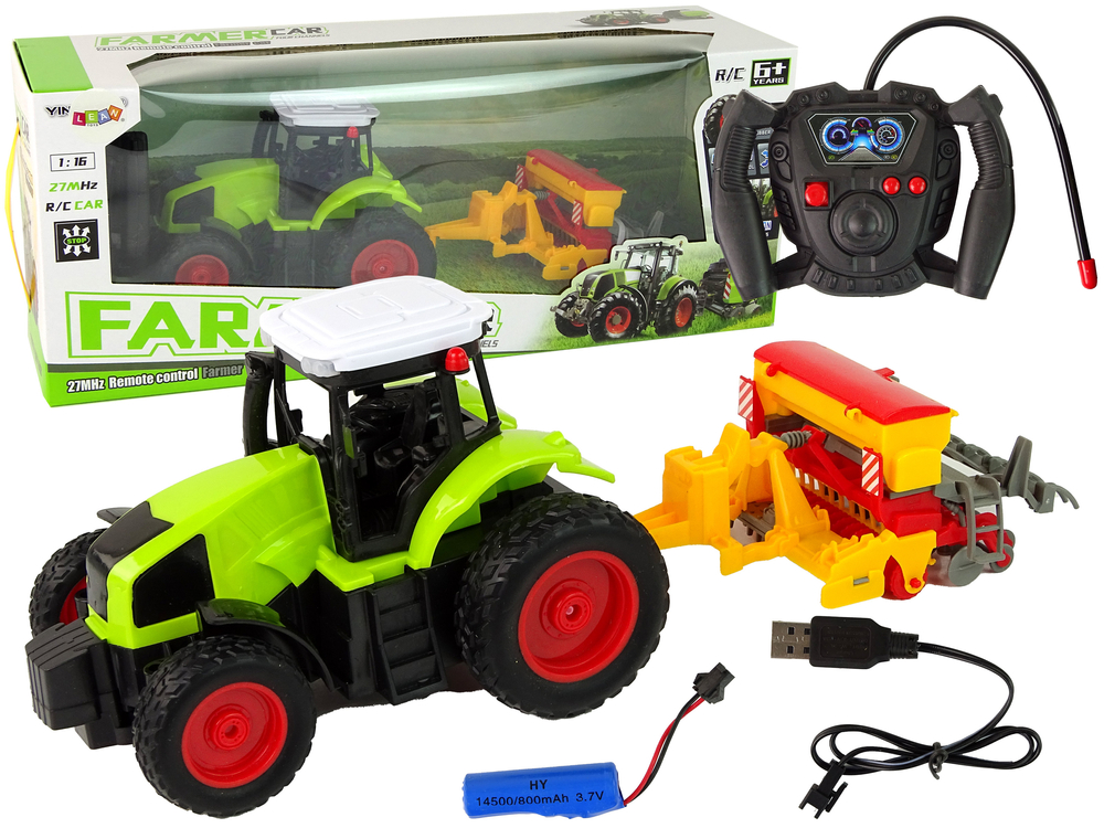 Elektrické autíčko Rolnícky Traktor s Lisem R/C 1:16 Zelený