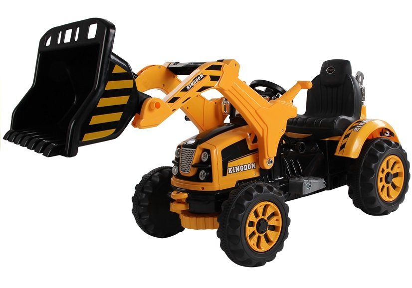 Elektrický traktor - s radlicí žlutý