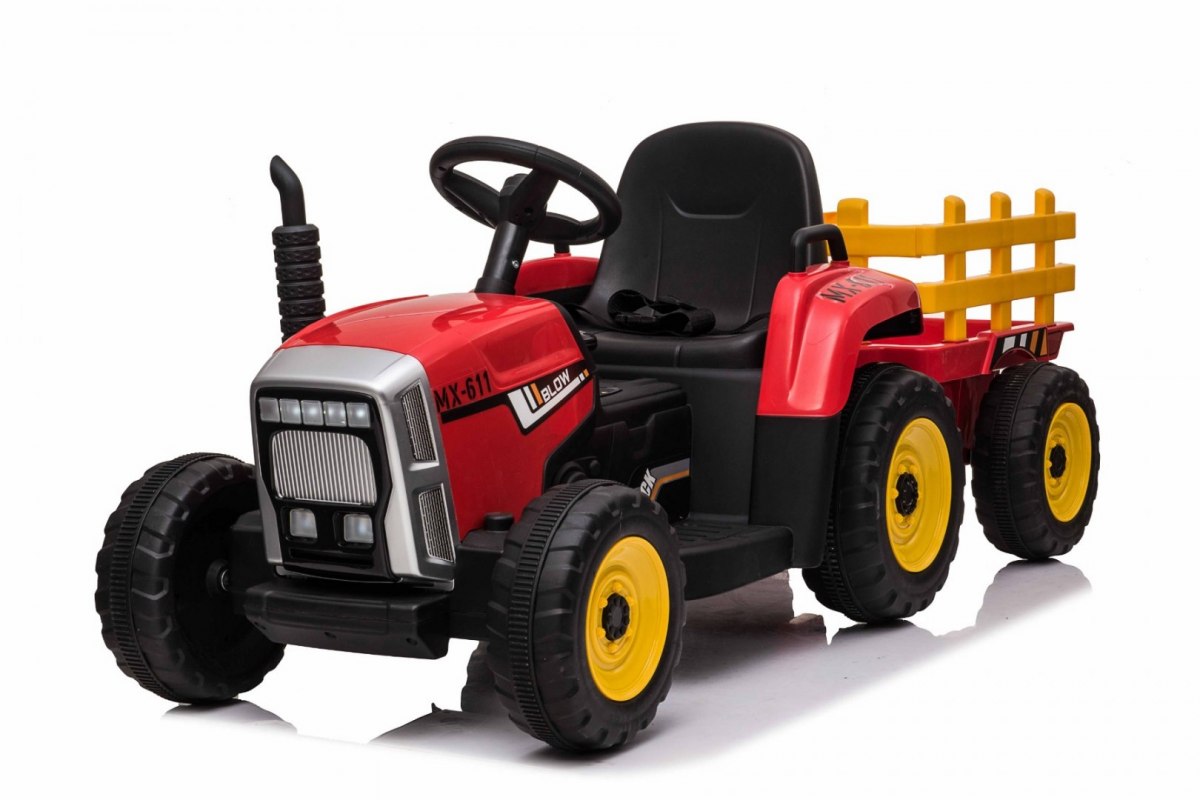 Elektrický traktor s vlečkou T2 červený