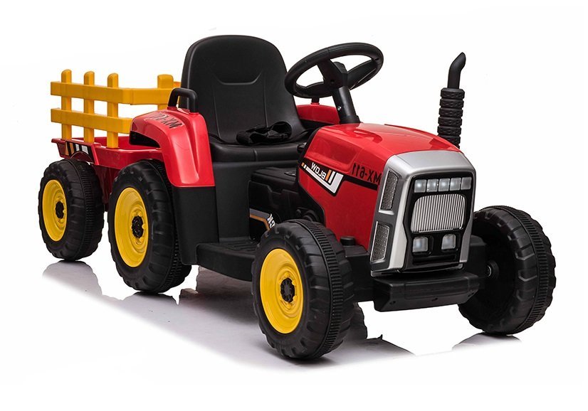 Elektrický traktor s vlečkou červený - Obrázek 2