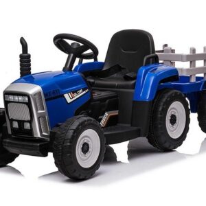 Elektrický traktor s vlečkou modrý