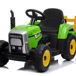Elektrický traktor s vlečkou zelený
