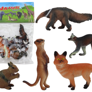 Figurky zvířat 5 kusů - veverka surikata mravenečník liška lemur
