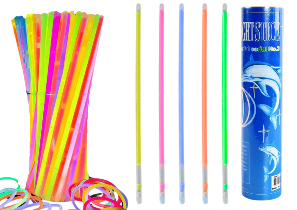 Fluorescenční náramky 100 kusů v různých barvách svítící ve tmě