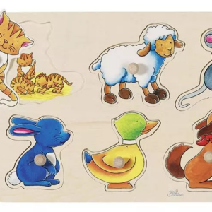 Goki Goki Odkrývací dřevěné puzzle zvířátka - rodiče a děti