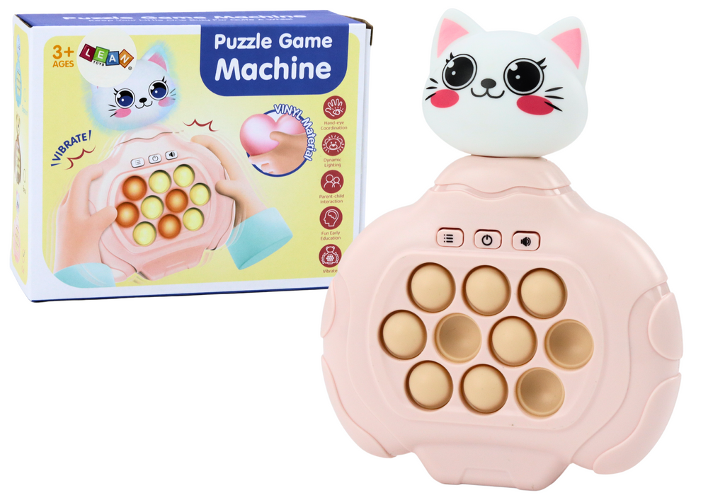 Hra Pop-It Kočička růžová konzole na zručnost senzorický ovladač vibrace