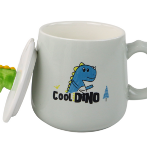 Hrneček modrý Dinosaurus se lžičkou a víčkem
