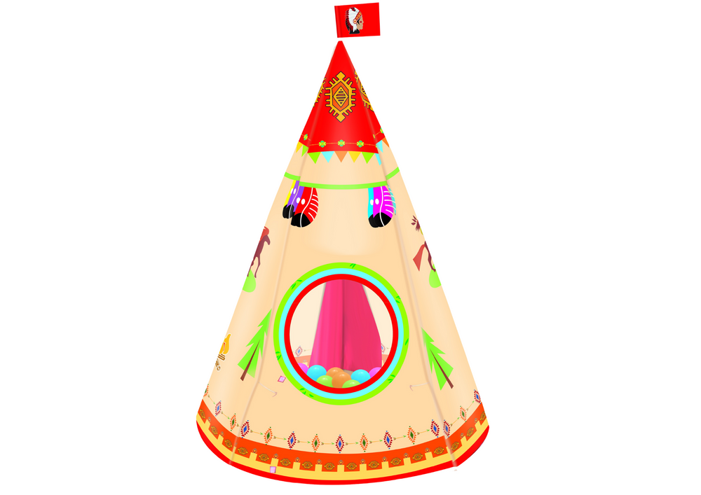 Indiánský stan Teepee pro děti 160 cm x 105 cm krémový - Obrázek 2