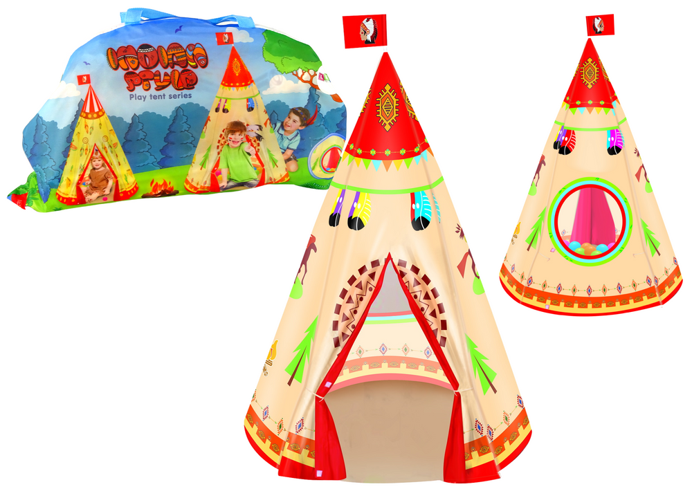 Indiánský stan Teepee pro děti 160 cm x 105 cm krémový