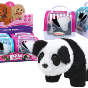 Interaktivní plyšová panda v přepravce růžová modrá