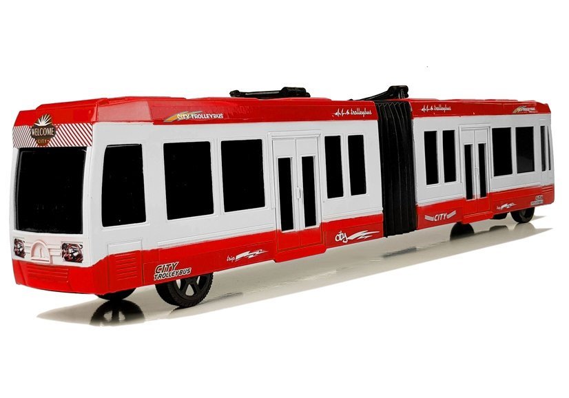 Kloubový autobus s třecím pohonem červený - Obrázek 2