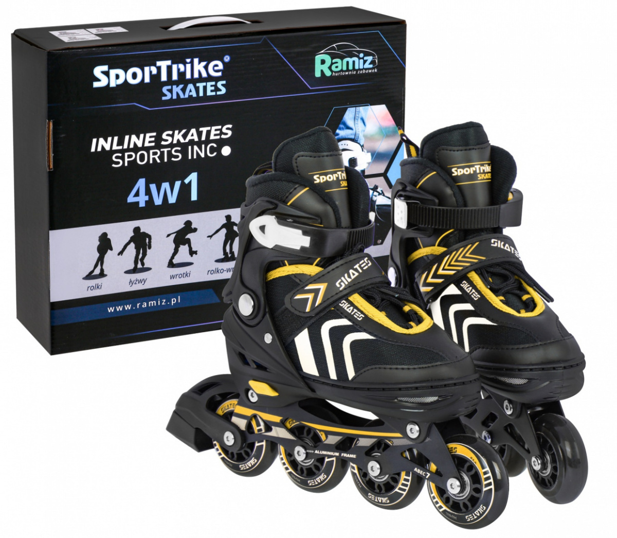 Kolečkové brusle SportTrike 4v1 žluté 29-33