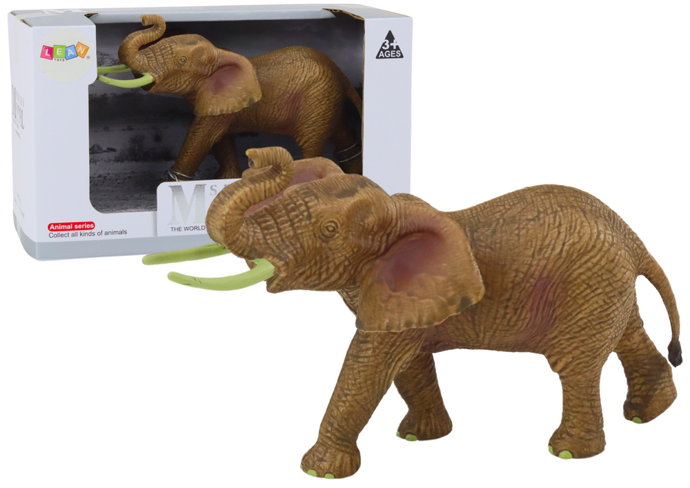 Kolekcionářská figurka afrického slona se zvednutým chobotem Safari