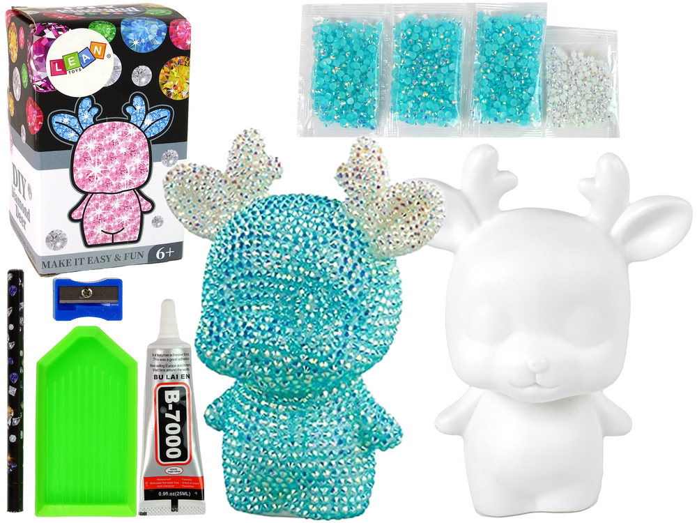 Kreativní DIY sada Sob s diamanty modrý