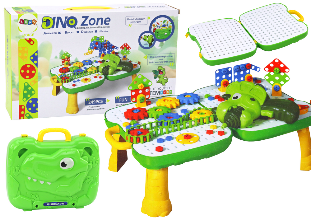 Kreativní kufřík DIY stavebnice dinosaurus s vrtačkou 249 dílů
