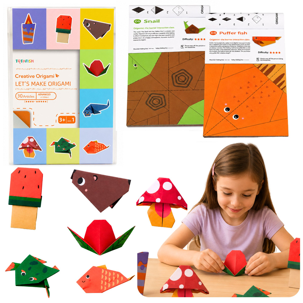 Kreativní sada origami 30 barevných listů