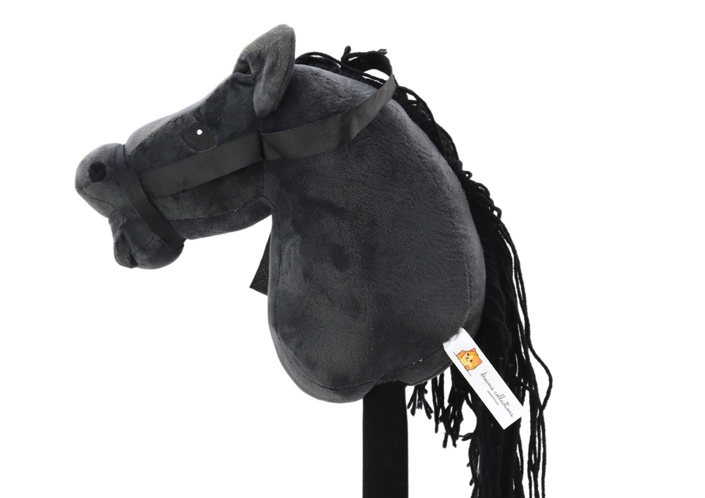 Kůň na tyči Hobby Horse dlouhosrstý se zvuky černý - Obrázek 2