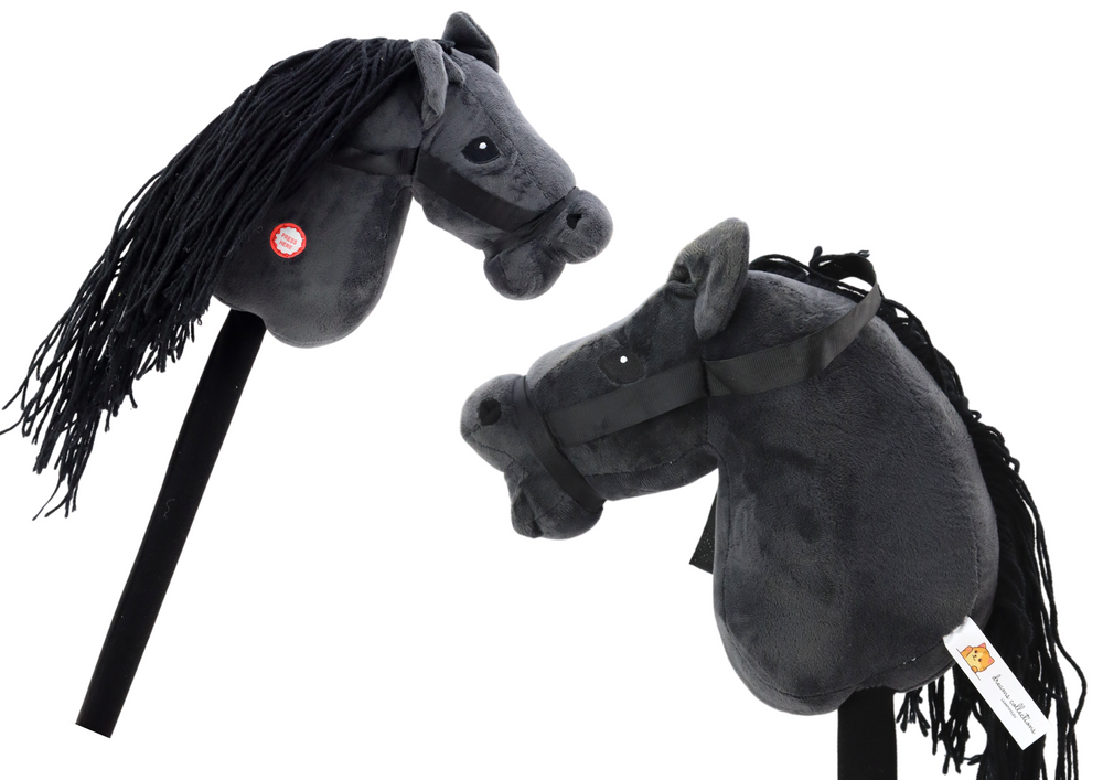 Kůň na tyči Hobby Horse dlouhosrstý se zvuky černý