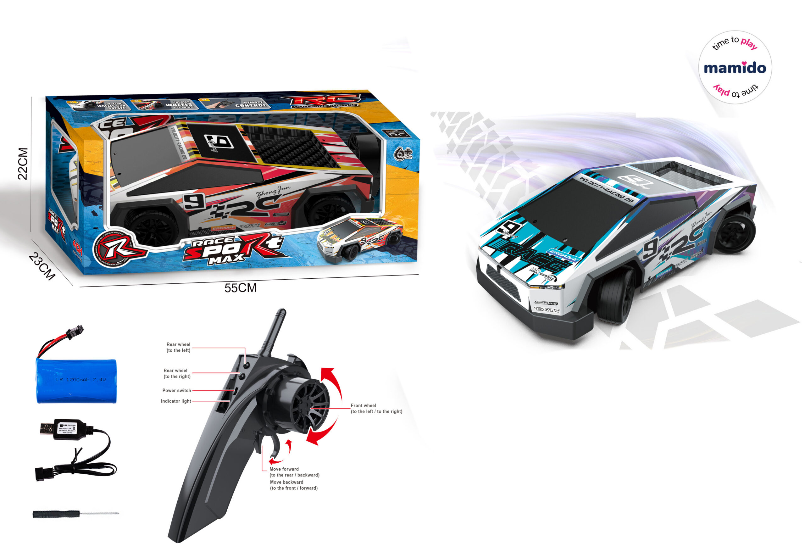 Mamido Auto na dálkové ovládání Race Sport Max modré