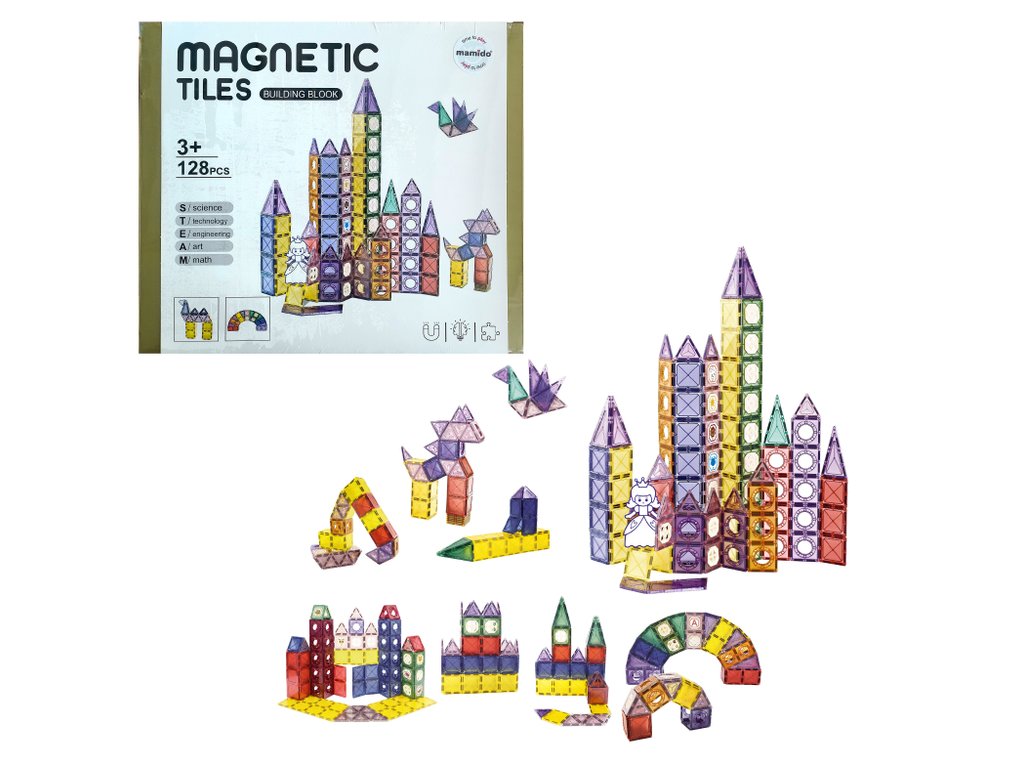 Mamido Barevná magnetická stavebnice 128 dílů XXL MT1453 - Obrázek 2