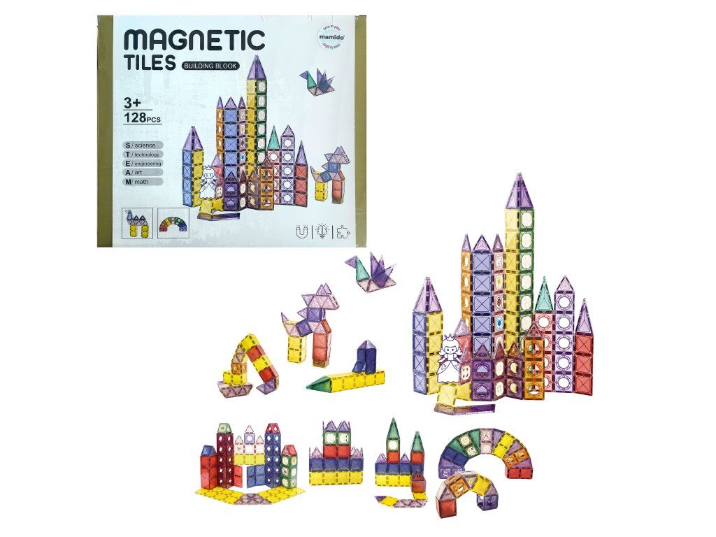 Mamido Barevná magnetická stavebnice 128 dílů XXL MT1453 - Obrázek 2