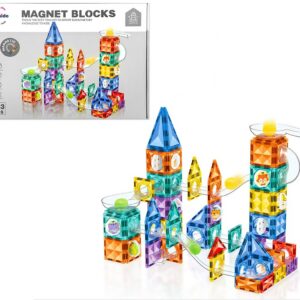 Mamido Barevná magnetická stavebnice 163 dílků kuličková dráha XL