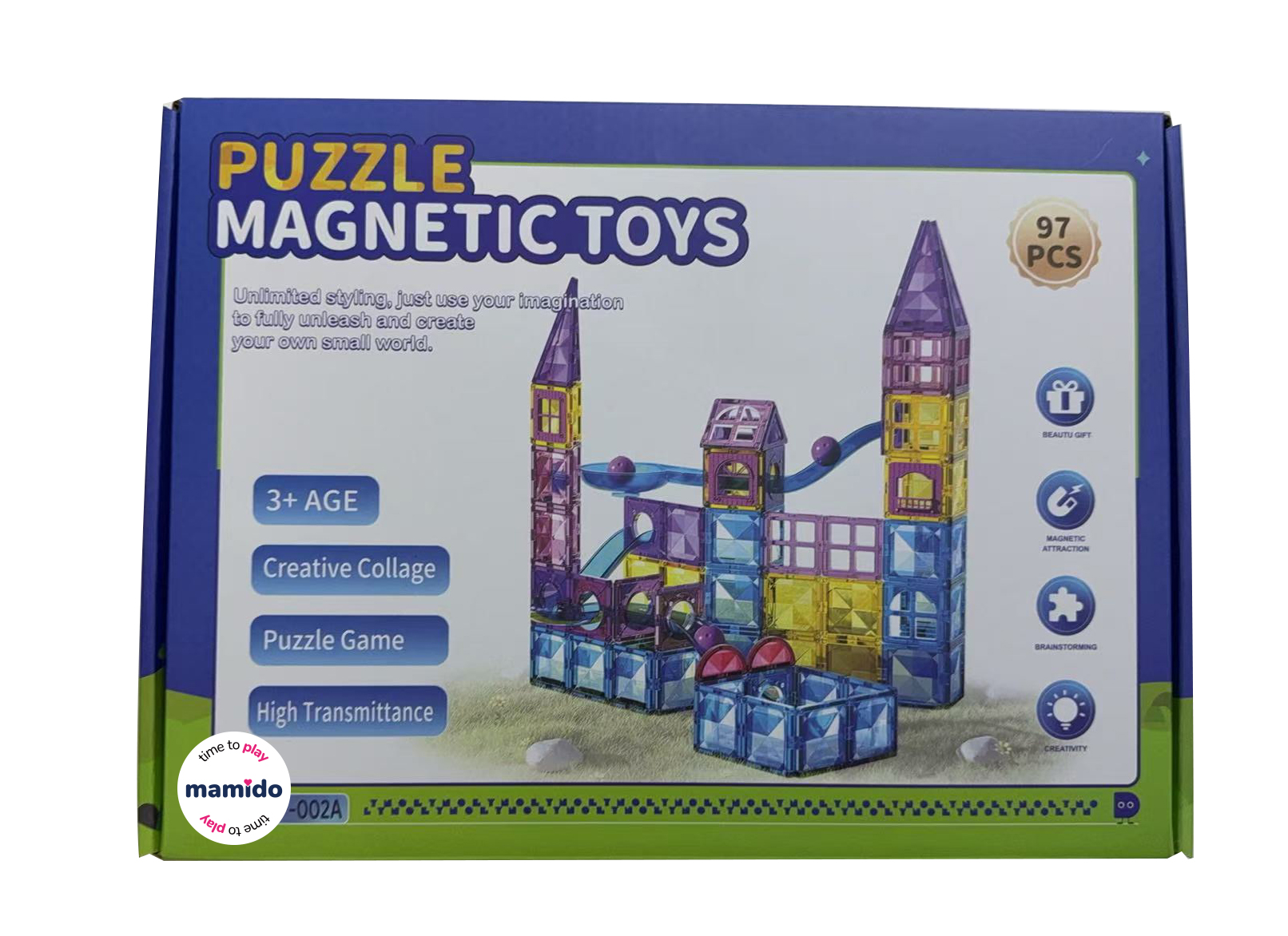 Mamido Barevná magnetická stavebnice 97 dílů - Obrázek 2