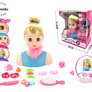 Mamido Česací hlava s doplňky a make-up modrá