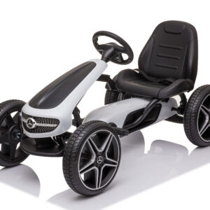 Mamido Dětská šlapací motokára Mercedes XMX610 bílá | ECO kůže | Polohovatelné sedadlo