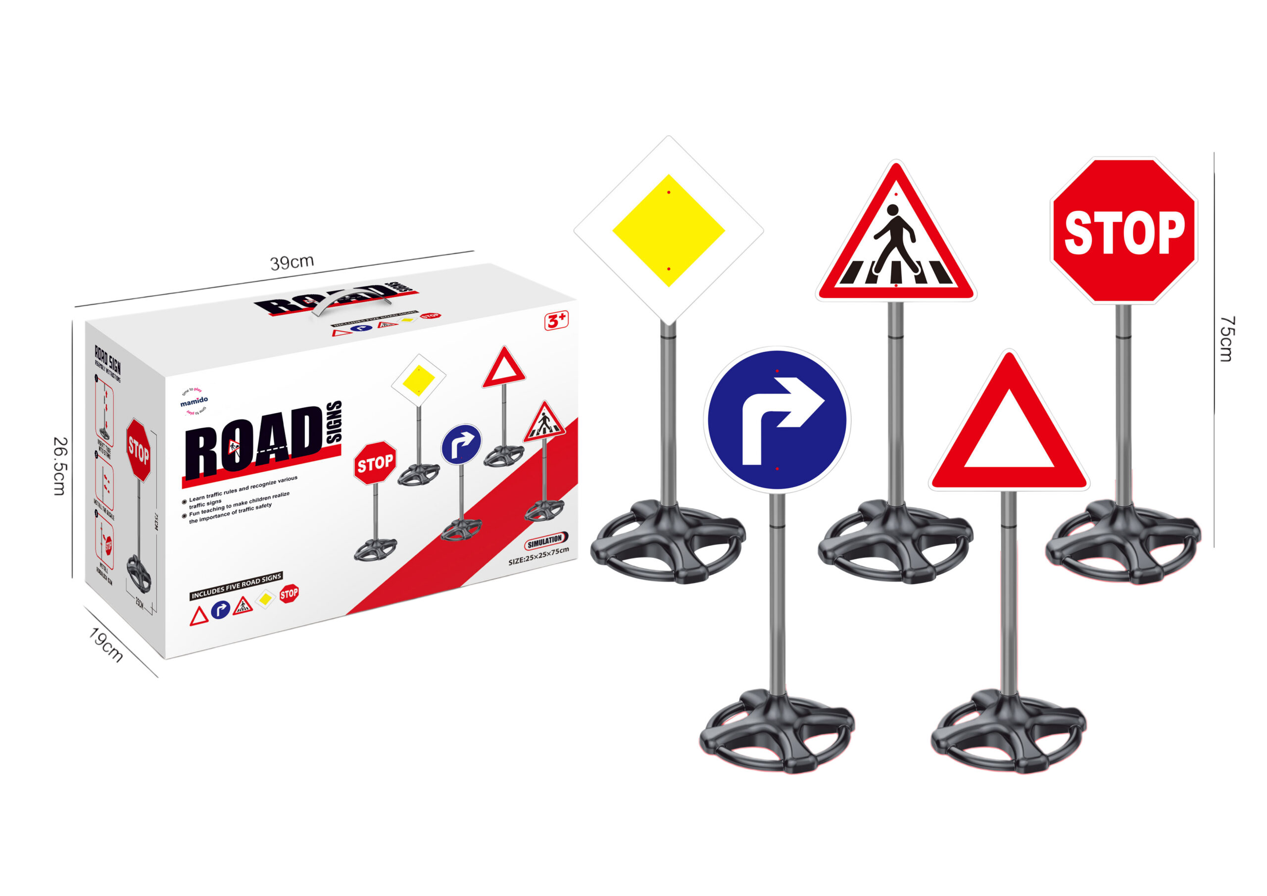 Mamido Dětské dopravní značky 75 cm MT1214
