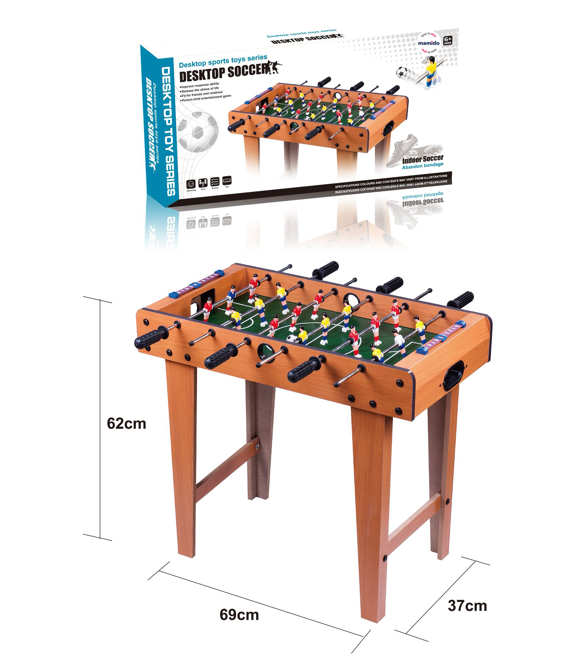 Mamido Dětský dřevěný stolní fotbálek 62 cm