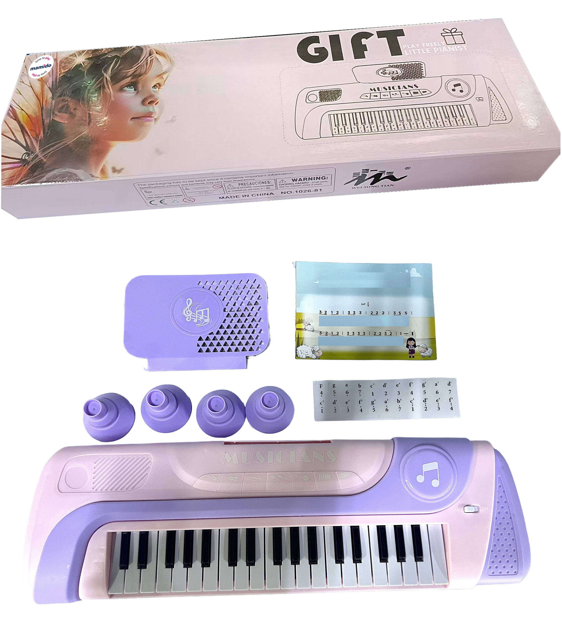 Mamido Dětský elektrický keyboard 37 kláves fialový