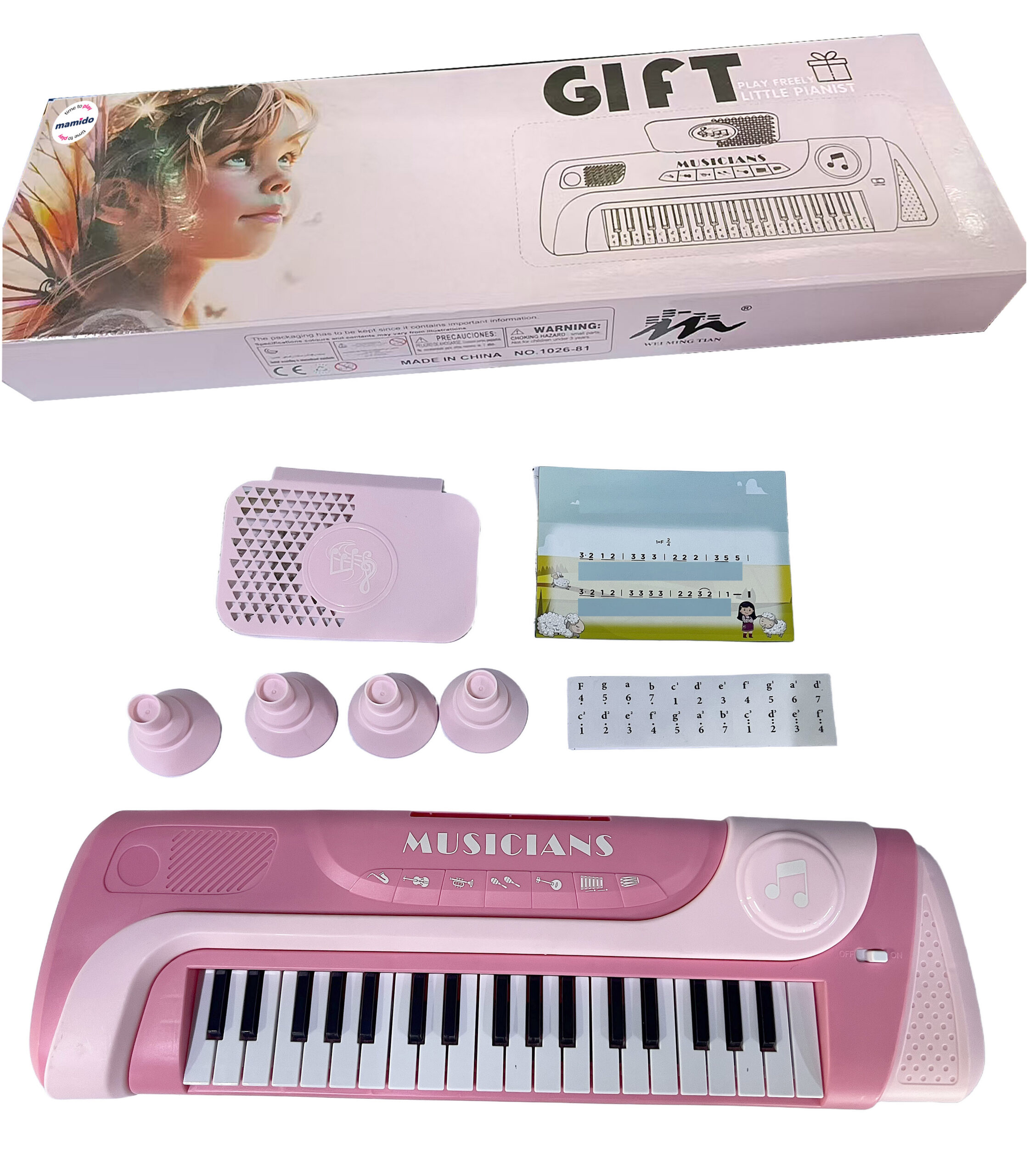 Mamido Dětský elektrický keyboard 37 kláves růžový