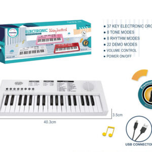 Mamido Dětský keyboard s mikrofonem 37 kláves bílý